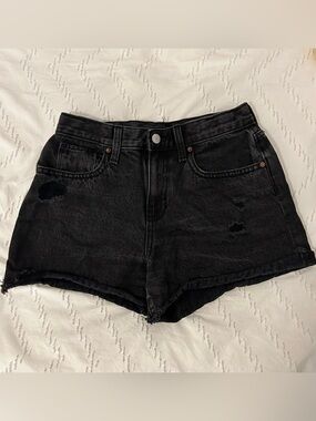 Old Navy Girls High Waisted Built-in Tough Black Denim Shorts 14 Adjustble Waist